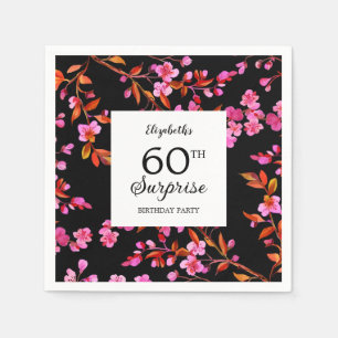 Servilleta De Papel Cerezo Blossom Floral Surprise Nacimiento Negro