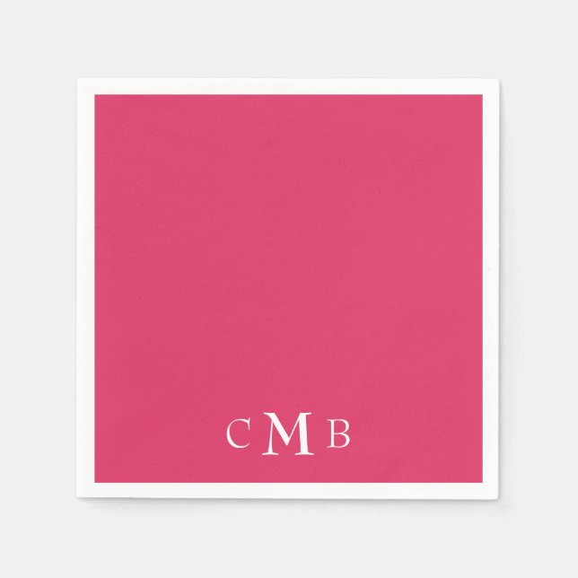 Servilleta De Papel Cerise Monogram Boda Cocktail (Anverso)