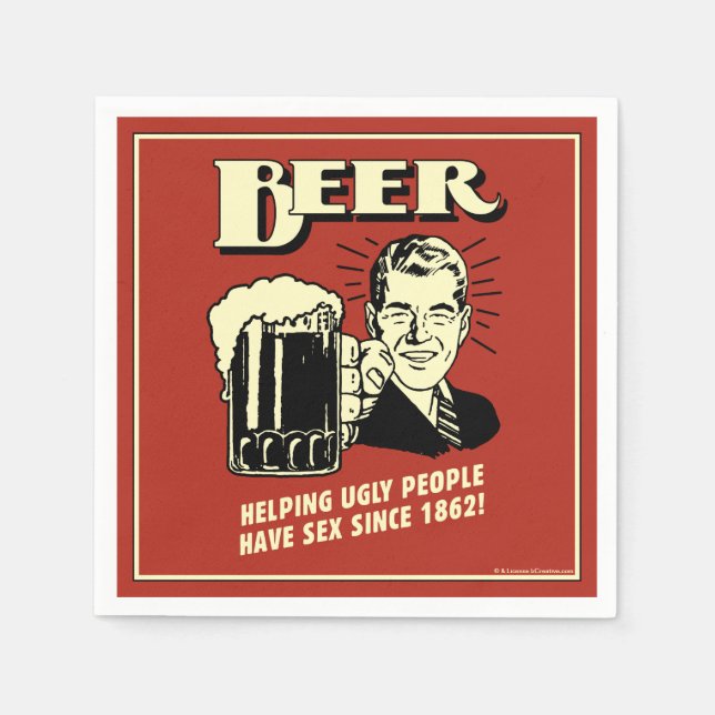 Servilleta De Papel Cerveza: ¡Ayudar a las personas feas a tener sexo  (Anverso)