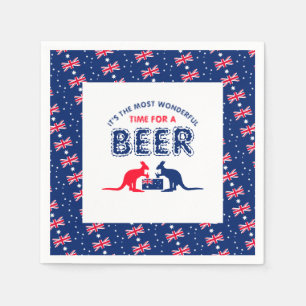 Servilleta De Papel Cerveza canguro, bandera australiana, Fiesta de Na