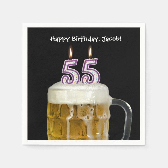 Servilleta De Papel Cerveza de 55 años con velas (Anverso)