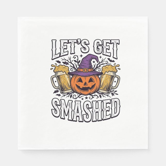 Servilleta De Papel Cerveza de calabaza Halloween Let's Get Smashed (Anverso)