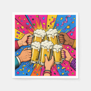 Servilleta De Papel Cerveza de Cumpleaños Aclamaciones Arte Pop