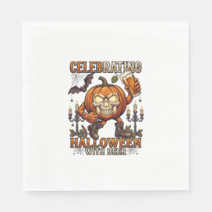 Servilleta De Papel Cerveza de Halloween Calavera Calabaza Murciélago 