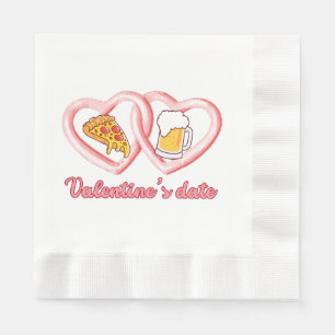 Servilleta De Papel Cerveza Pizza Fecha San Valentín