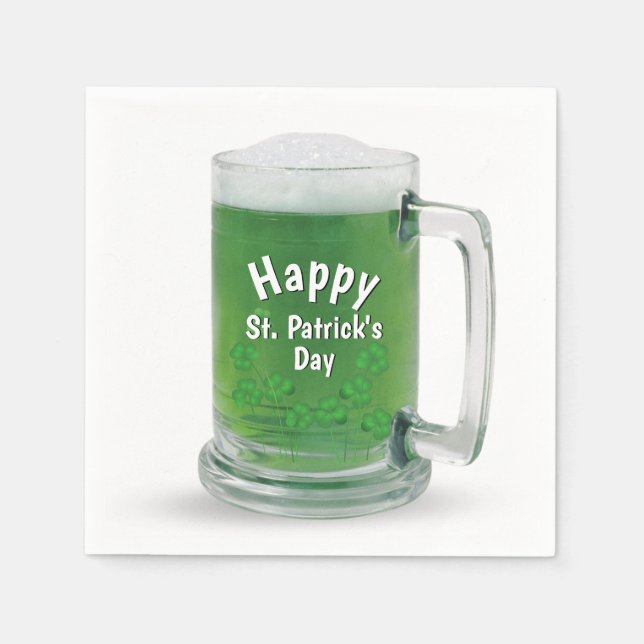 Servilleta De Papel Cerveza verde del Día de San Patricio (Anverso)