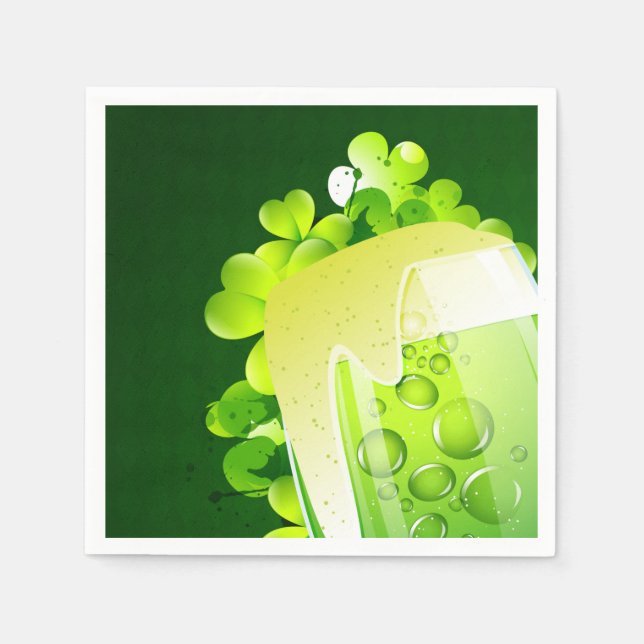 Servilleta De Papel Cerveza verde del Día de San Patricio (Anverso)