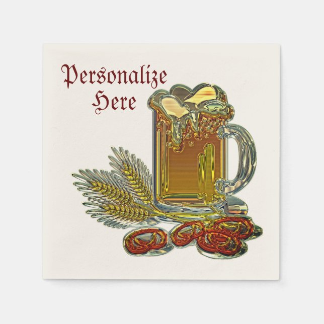 Servilleta De Papel Cerveza y pretzels oktoberfest bar bar (Anverso)