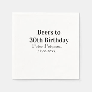 Servilleta De Papel Cervezas hasta el cumpleaños número 30 nombre fech