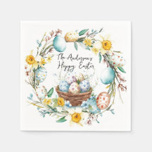 Cesta con huevos y pascua floral