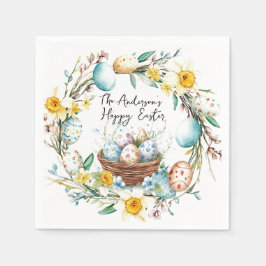 Servilleta De Papel Cesta con huevos y pascua floral