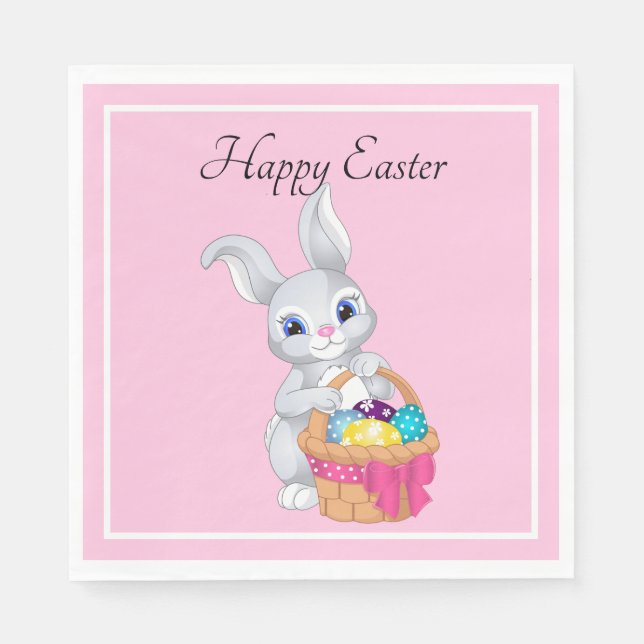 Servilleta De Papel Cesta de Fiestas de Huevos de Conejo Conejo de Pas (Anverso)