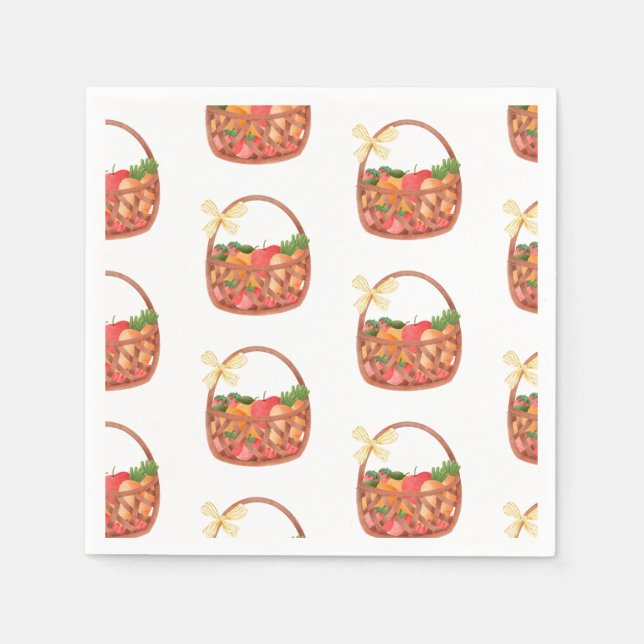 Servilleta De Papel Cesta de frutas y verduras lindo (Anverso)