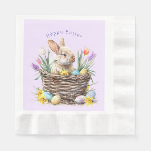Servilleta De Papel Cesta de huevos de conejo de Pascua Tulipanes de p