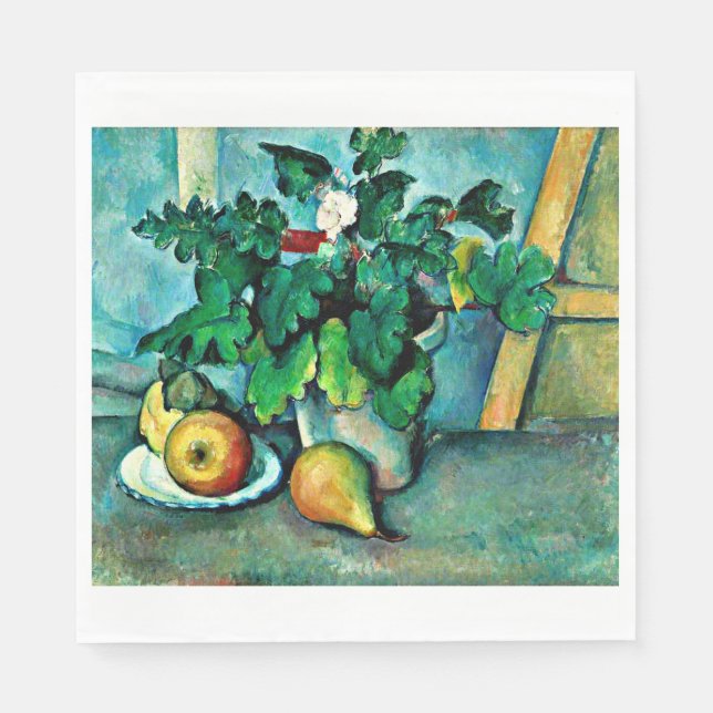 Servilleta De Papel Cezanne - Pote de rosas y frutas (Anverso)