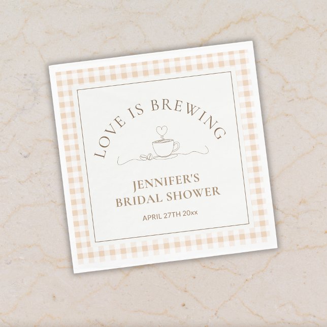 Servilleta De Papel Chá Love Is Brewing Gingham Baby Shower (Subido por el creador)