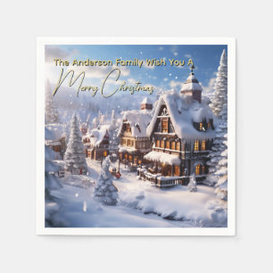 Servilleta De Papel Chalet Alpino Nevado Navidad vacaciones de inviern