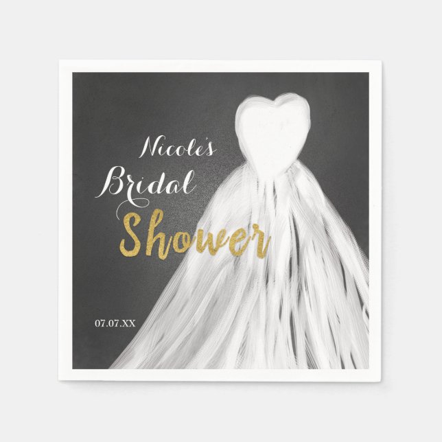 Servilleta De Papel Chalkboard Boda Vestido Bridal Shower (Anverso)