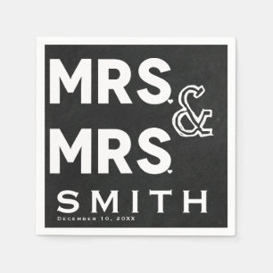 Servilleta De Papel Chalkboard Chalk Sra. y la Sra. Boda Engagement