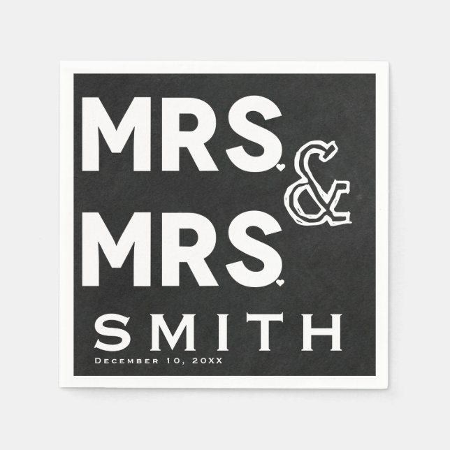 Servilleta De Papel Chalkboard Chalk Sra. y la Sra. Boda Engagement (Anverso)