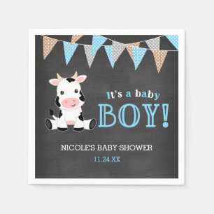 Servilleta De Papel Chalkboard Cow Boy Baby Shower