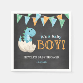 Servilleta De Papel Chalkboard Dinosaur Boy Baby Shower