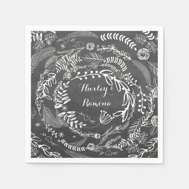 Servilleta De Papel Chalkboard Floral Garland (Anverso)