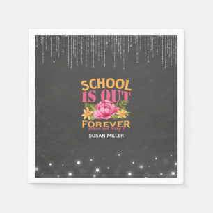 Servilleta De Papel Chalkboard Funny Teacher Floral Retirement