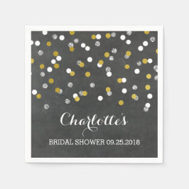 Servilleta De Papel Chalkboard Gold Confetti Bridal Shower S