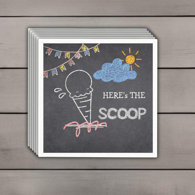 Servilleta De Papel Chalkboard Ice Cream Scoop Drawing Baby Shower (Subido por el creador)