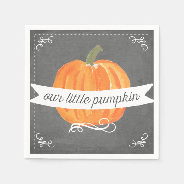Servilleta De Papel Chalkboard Little Pumpkin Napkin Cumpleaños (Anverso)