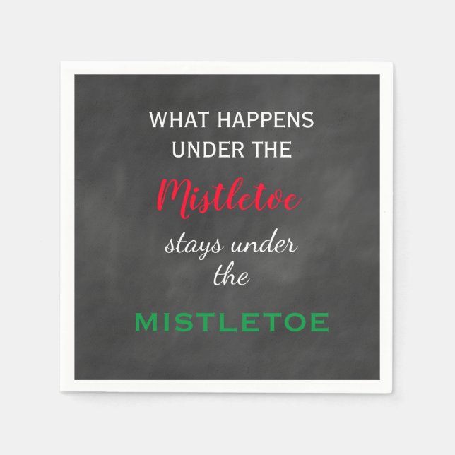 Servilleta De Papel Chalkboard Mistletoe Holiday (Anverso)