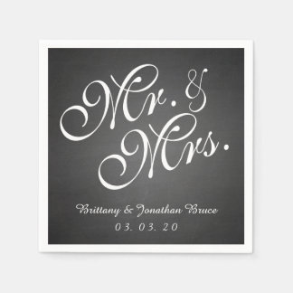 Servilleta De Papel Chalkboard Sr. Sra. Rustic Boda Paper Napkins