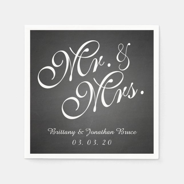 Servilleta De Papel Chalkboard Sr. Sra. Rustic Boda Paper Napkins (Anverso)