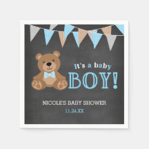 Chalkboard Teddy Bear Boy Baby Shower