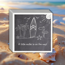Servilleta De Papel Chalkboard Un Pequeño Surfista Baby Shower
