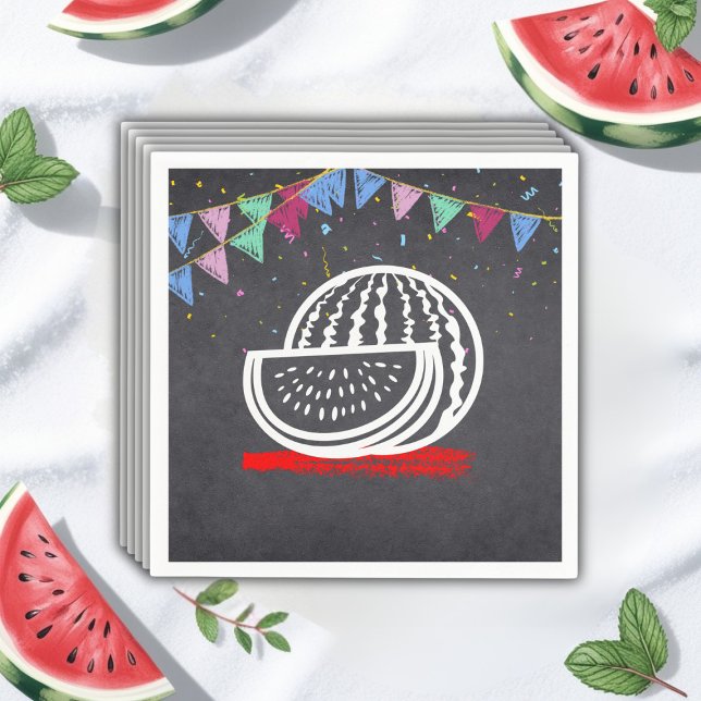 Servilleta De Papel Chalkboard Watermelon Drawing Baby Shower (Subido por el creador)