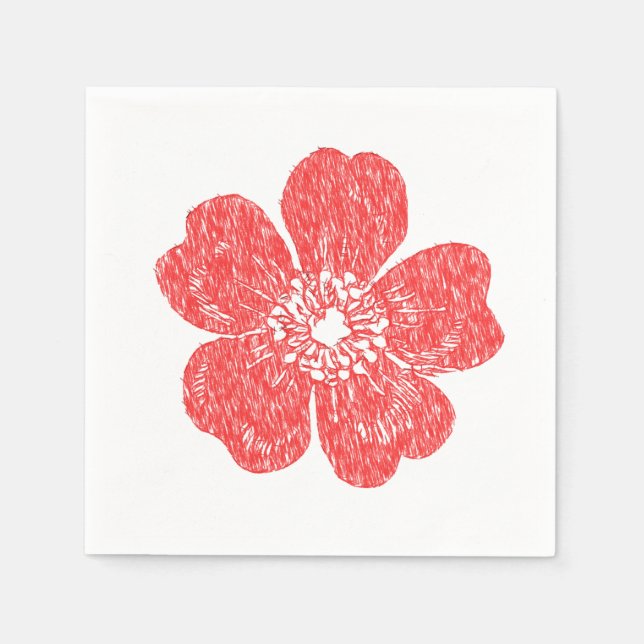 Servilleta De Papel Chalkboard Wild Red Rose (Anverso)