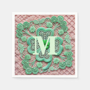 Servilleta De Papel Chambre verde encaje monograma Día de San Patricio