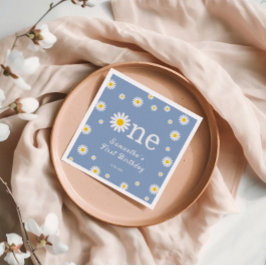 Servilleta De Papel Chamomile Daisy Flower Elegante Cumpleaños Azul