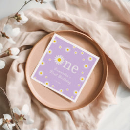 Servilleta De Papel Chamomile Daisy Flower Elegante Cumpleaños Púrpura