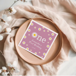 Servilleta De Papel Chamomile Daisy Flower Elegante cumpleaños rojo