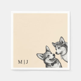 Servilleta De Papel Champagne Cálido - Boda Caprichosa de Corgi Vintag