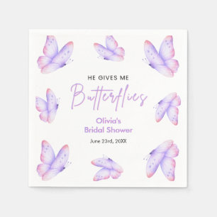 Servilleta De Papel Champagne de Despedida de Soltera Mariposas Rosada