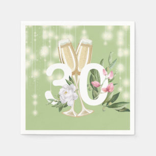 Servilleta De Papel Champagne Green 30 cumpleaños