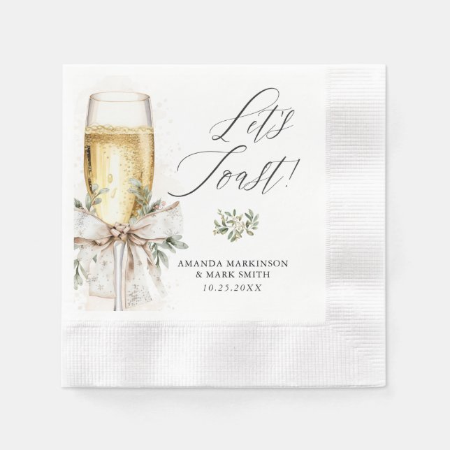 Servilleta De Papel Champagne Let's Toast Winter Engagement (Anverso)