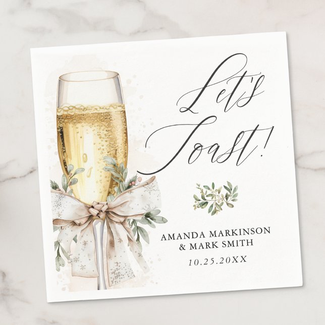 Servilleta De Papel Champagne Let's Toast Winter Engagement (Subido por el creador)