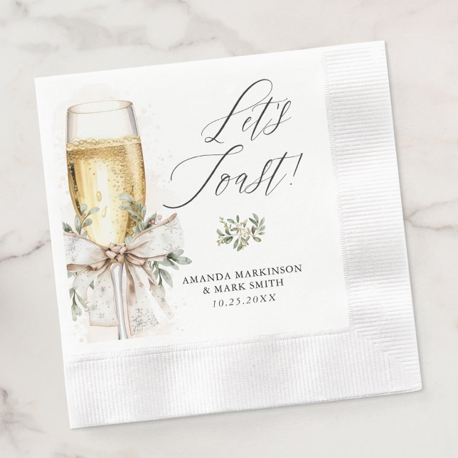 Servilleta De Papel Champagne Let's Toast Winter Engagement (Subido por el creador)
