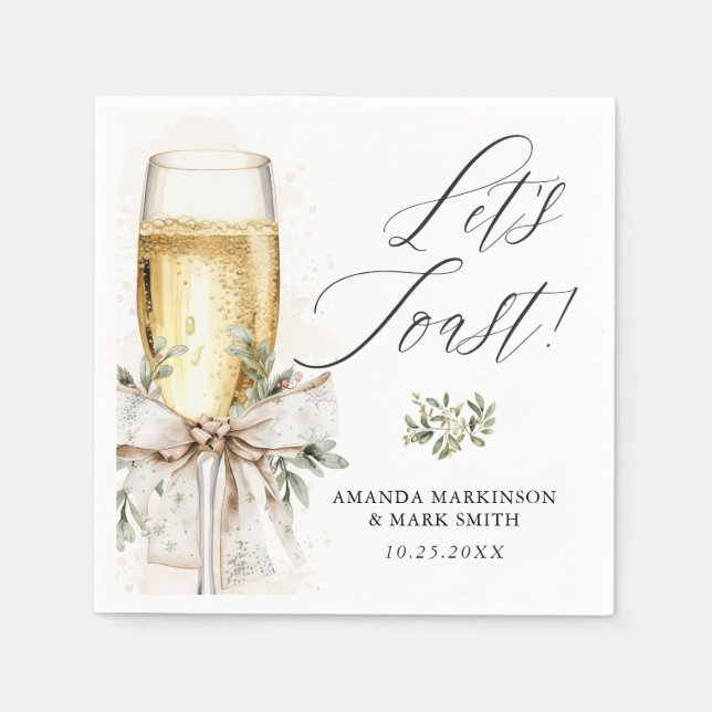 Servilleta De Papel Champagne Let's Toast Winter Engagement (Anverso)