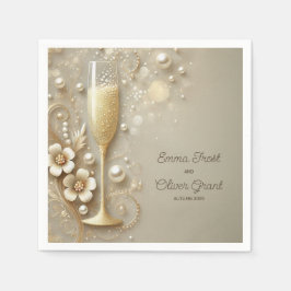 Servilleta De Papel Champagne & Pearl Elegant Wedding Shower